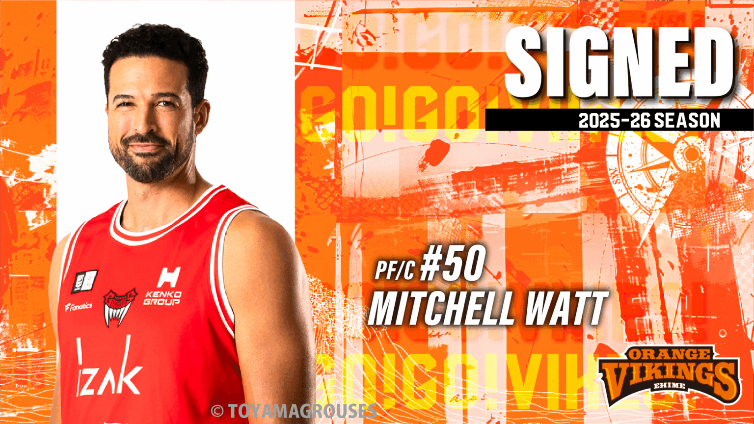 ミッチェル・ワット選手 契約合意（新規）のお知らせ | 愛媛オレンジバイキングス