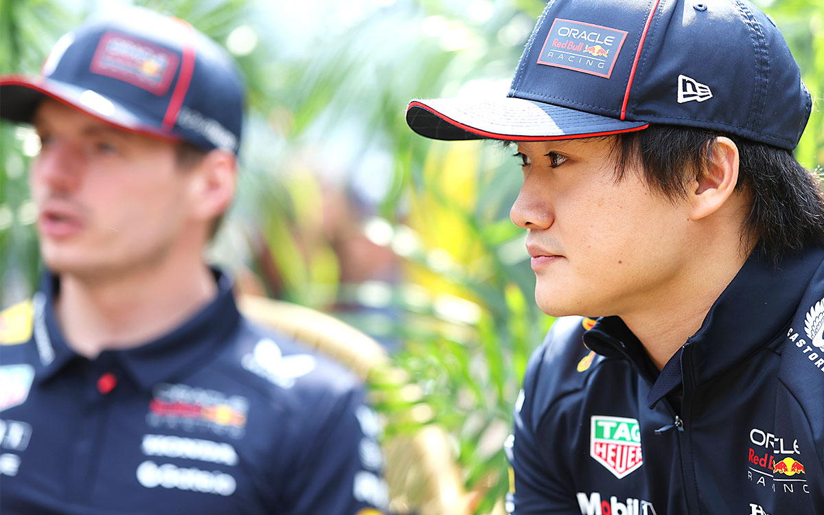 2025年F1第10戦カナダGPを前にインタビューに答える角田裕毅（レッドブル・レーシング）、2025年6月12日ジル・ビルヌーブ・サーキット