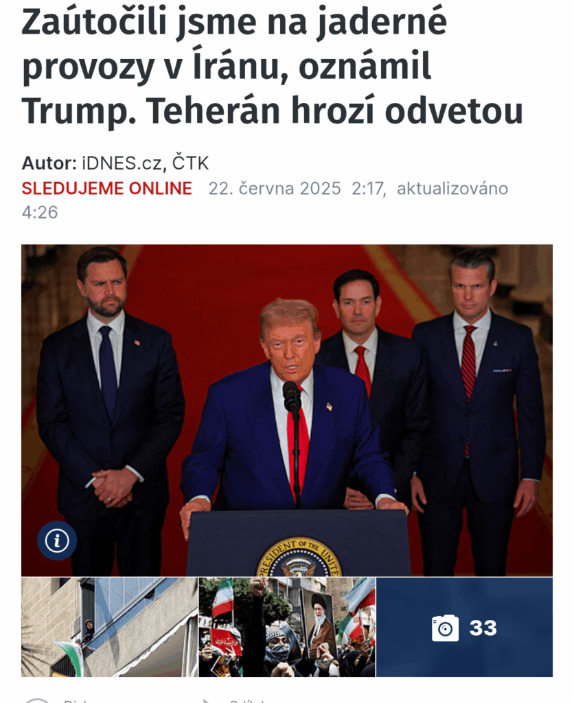 プーチンはウクライナで3WWを始めるのにそれほど嫌いな人ではありません。トランプはイランで3WWを始めるのにそれほど嫌いな人ではありません。 upsík。