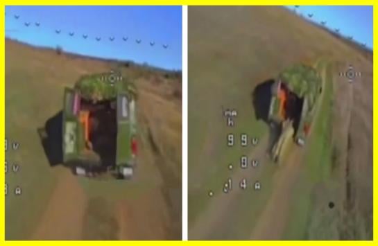 ウクライナのドローンからスピードを上げて脱出するために、ロシア軍は負傷した同志を車から担架と一緒に投げ出しました