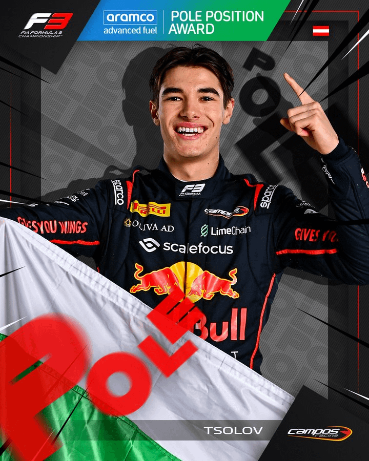 Nikola Tsolovフォーミュラ3のオーストリアのグランドの最初のポジション
