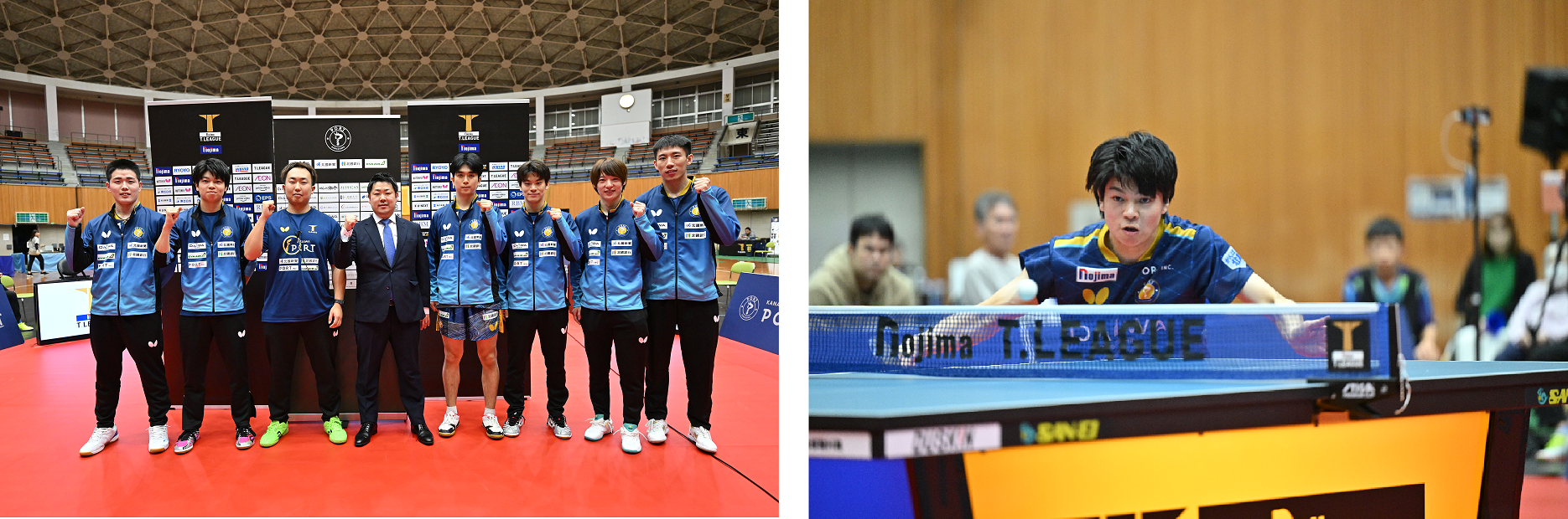金沢ポート選手集合写真と試合の様子