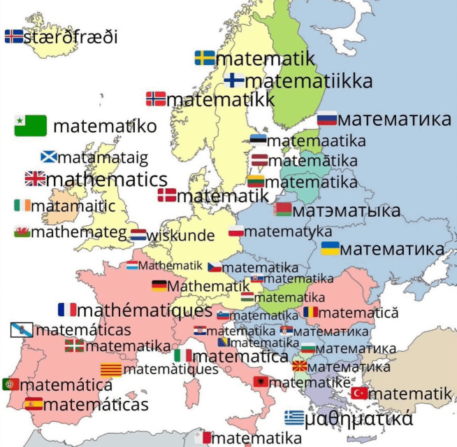 ヨーロッパの国が数学を言う方法