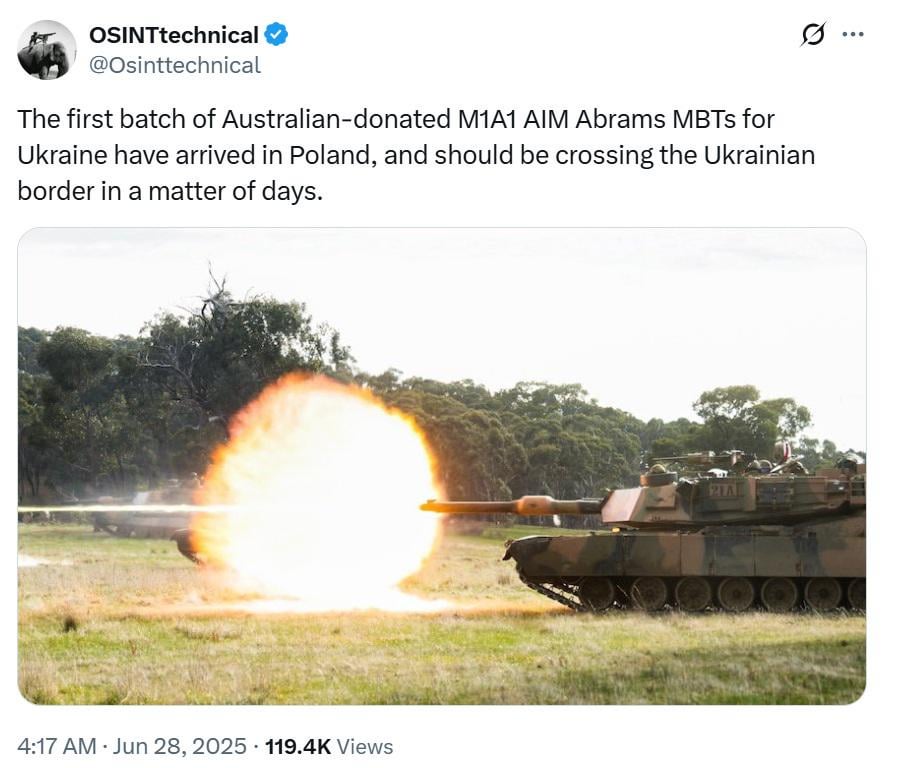 オーストラリアのM1A1 AIM ABRAMSはウクライナに寄付されました - 更新