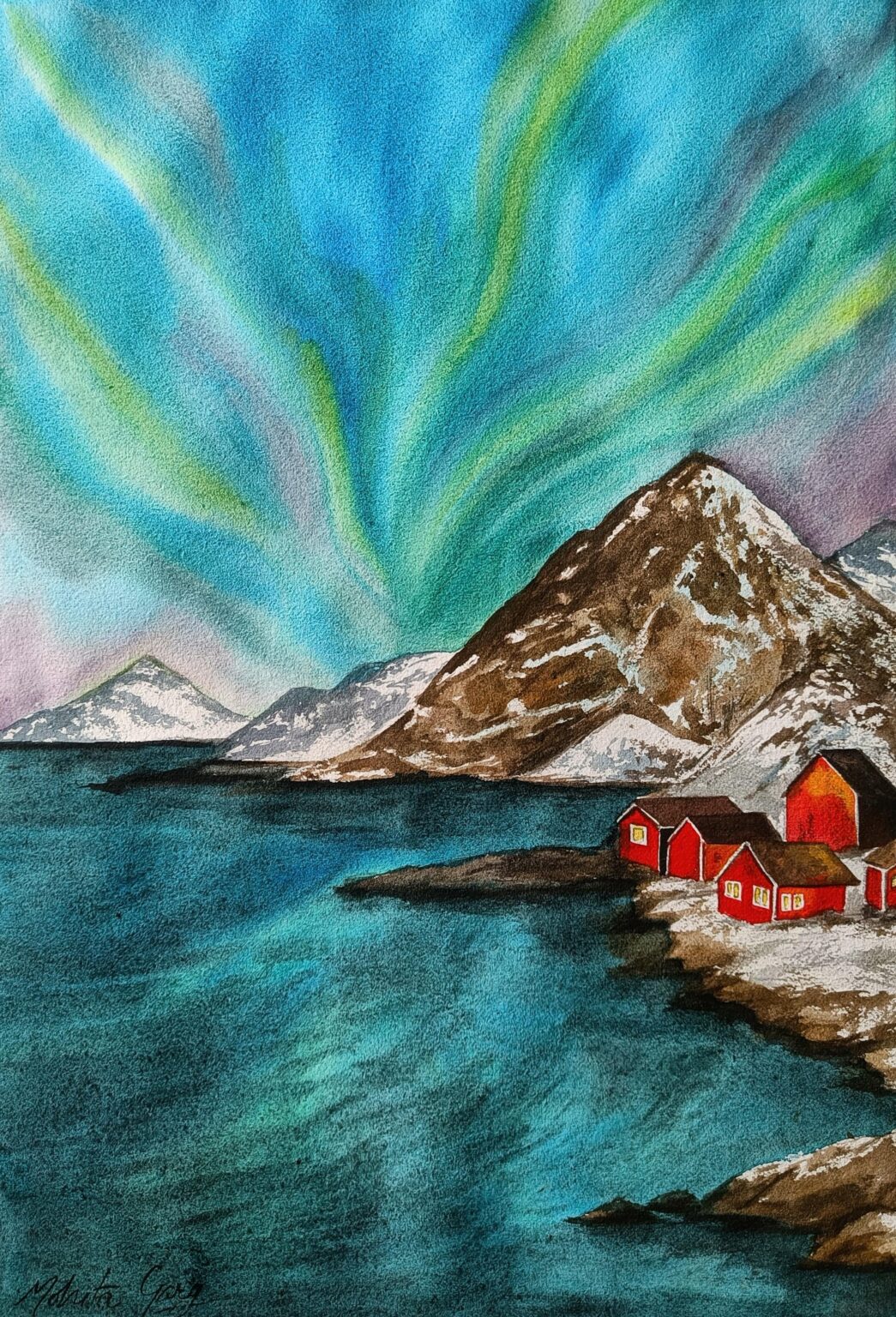 私がノルウェーのロフォーテン諸島で作った絵画...いつかそれを訪れたいと思っています。