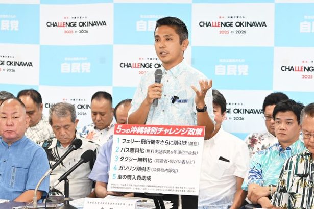自民公認の奥間亮氏が政策発表　離島政策推進、自立型経済を目指す　参院選沖縄