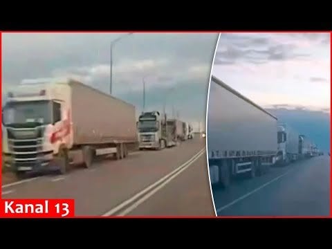 攻撃後のパニック：ロシアの飛行場でのドローン攻撃の後、大規模な交通渋滞がIrkutskを襲った [trucks being searched]