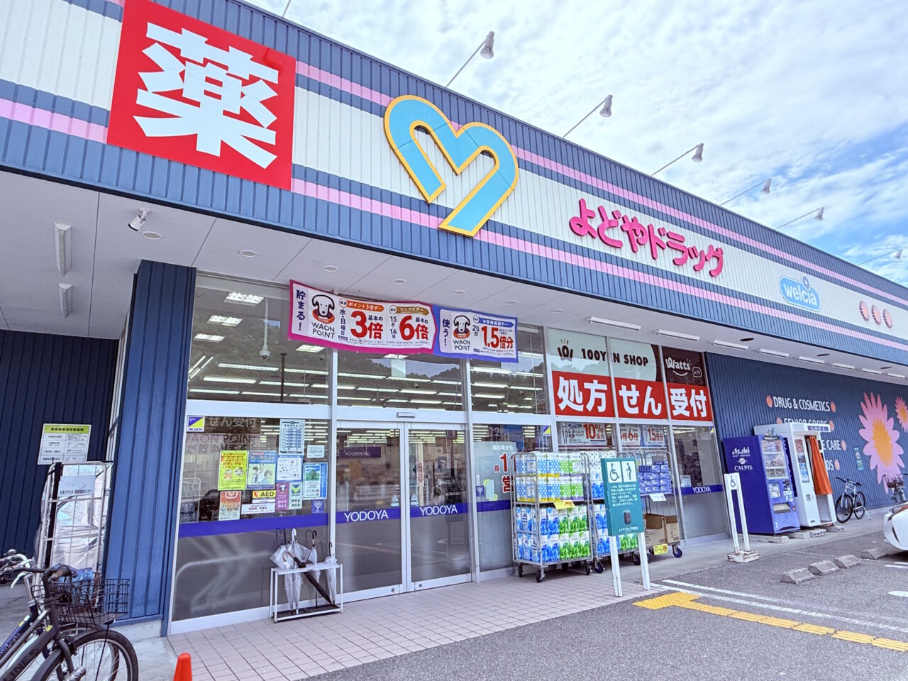 2025年5月31日に「ワッツウィズ　高知神田よどや店」が店内にオープンした「よどやドラッグ高知神田店」