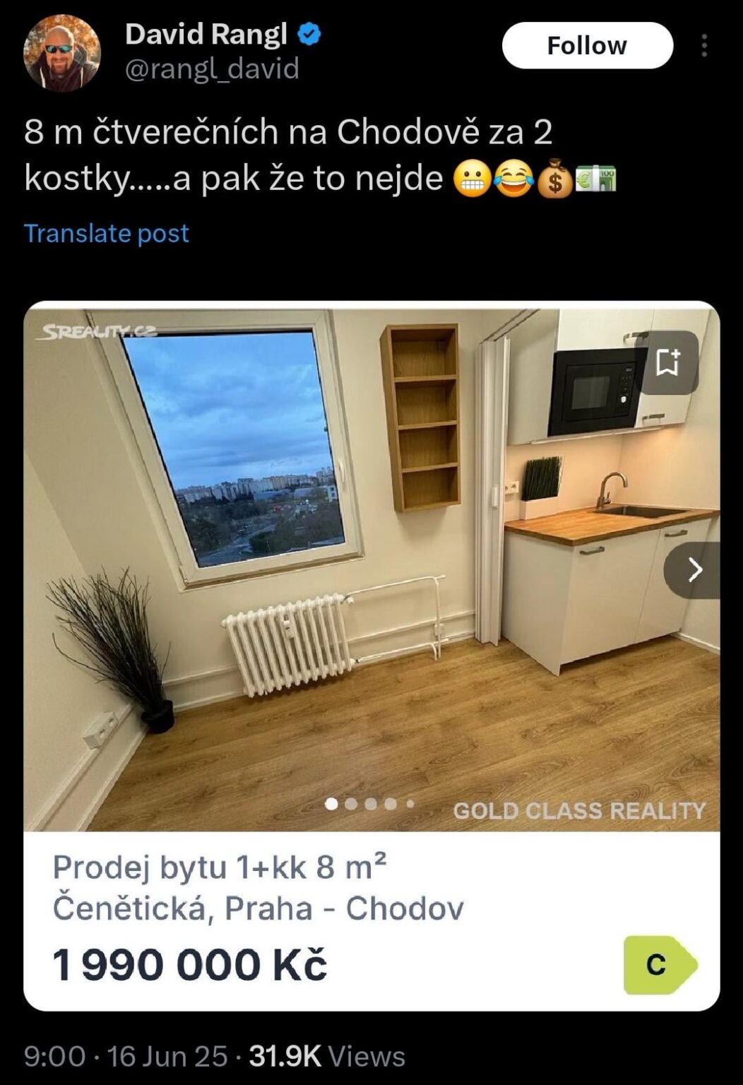 250 000 czk/m2、あなたはそれが欲しい！