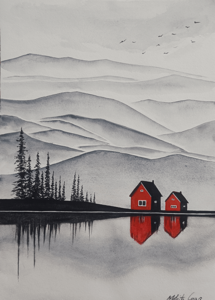 ノルウェーに触発された別の絵を作った