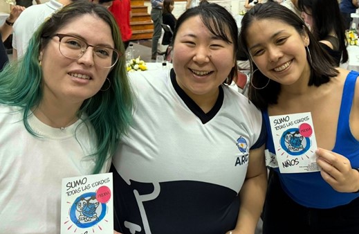 商工会議所デモンストレーション後、相撲に今まで全く興味のなかったアルゼンチン日系の同じ年ごろの女性も感動し興味を持った