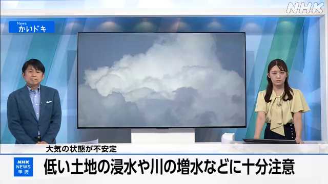 山梨県内 ４日夜のはじめにかけて大気不安定 浸水などに注意
