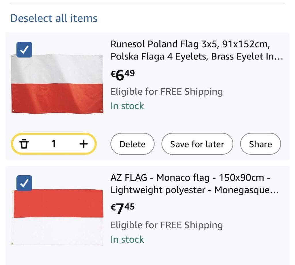 ポーランドの旗は安いです。なぜ？
