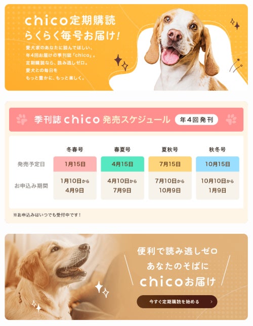 【年4回／送料無料】ライフスタイル誌『chico』が定期購読スタート —— 愛犬との毎日をもっと豊かにするヒントを毎号お届けします！ | Limited Members Associate株式会社のプレスリリース
