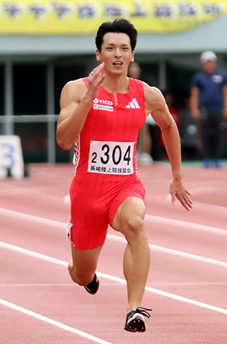 陸上国スポ 長崎県予選　成年男子１００・池田（ＶＩＣＳＳ）が２年連続で大会記録更新
