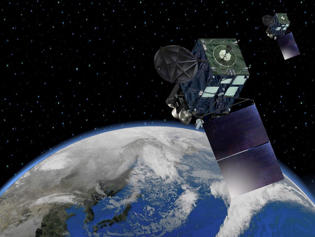 静止気象衛星「ひまわり8号」と「ひまわり9号」のCGイメージ（Credit: 気象庁）