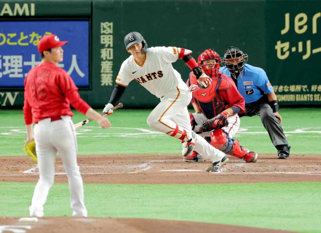 【巨人】増田陸が4番起用で2試合連続安打 坂本勇人との4、5番に「一緒に出られていることが幸せ」 – スポーツ報知 4回2死、左前安打を放った増田陸(投手は森下暢仁、カメラ・上村 尚平)