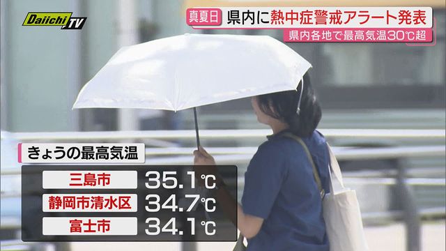 【危険な暑さ】連日「熱中症警戒アラート」の県内18観測地点全て「真夏日」に…9日にかけても暑さ続く見込み(静岡)（Daiichi-TV（静岡第一テレビ）） - Yahoo!ニュース - Yahoo!ニュース
