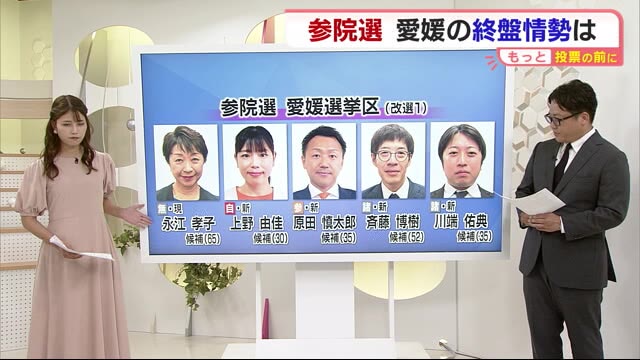 参院選・愛媛選挙区の終盤情勢 現職・永江氏が大きくリード 自民・参政の新人が追う展開【愛媛】（テレビ愛媛） - Yahoo!ニュース - Yahoo!ニュース