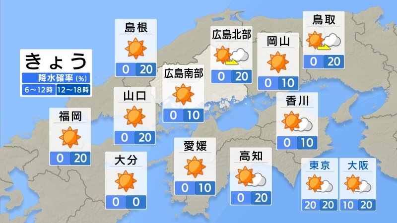 【きょう7/23（水）広島天気】熱中症警戒アラート継続発表中 晴れて危険な暑さ 午後は夕立に注意（RCC中国放送） - Yahoo!ニュース - Yahoo!ニュース