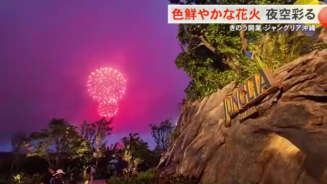 ジャングリア沖縄 夜空彩る色鮮やかな花火 大自然のなかで特別なひととき（沖縄テレビOTV） - Yahoo!ニュース