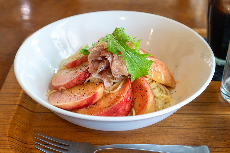 これが桃の冷製パスタだ！