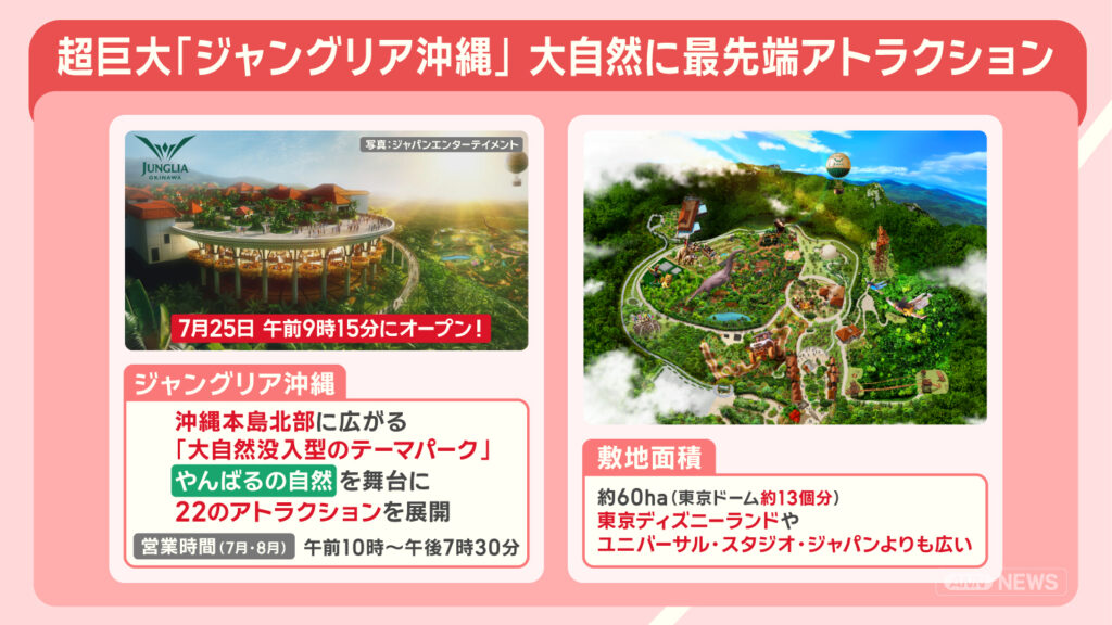 ジャングリア沖縄 開業 アトラクションに温泉も 経済効果は6500億円超！？（テレビ朝日系（ANN）） - Yahoo!ニュース