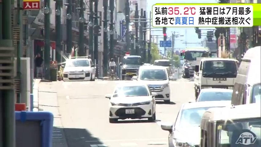 まさに“ウルトラ猛暑” 青森県でも続く“危険な暑さ” 弘前市では35.2℃で7月最多の5回目の「猛暑日」に 三戸では37℃… 十分な熱中症対策を（ＡＴＶ青森テレビ） - Yahoo!ニュース - Yahoo!ニュース