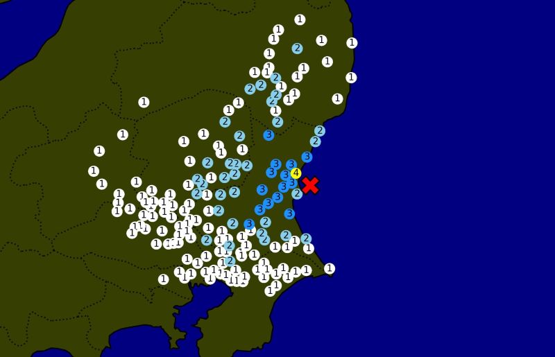 地震の震度分布図