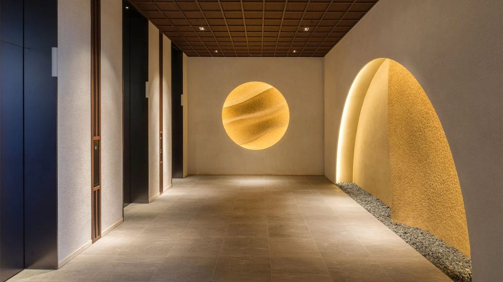 modern architectural hallway with artistic features