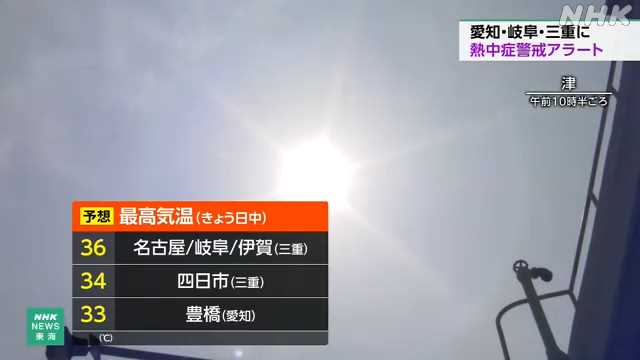 愛知 岐阜 三重の３県 厳しい暑さ 熱中症警戒アラート発表｜NHK 東海のニュース
