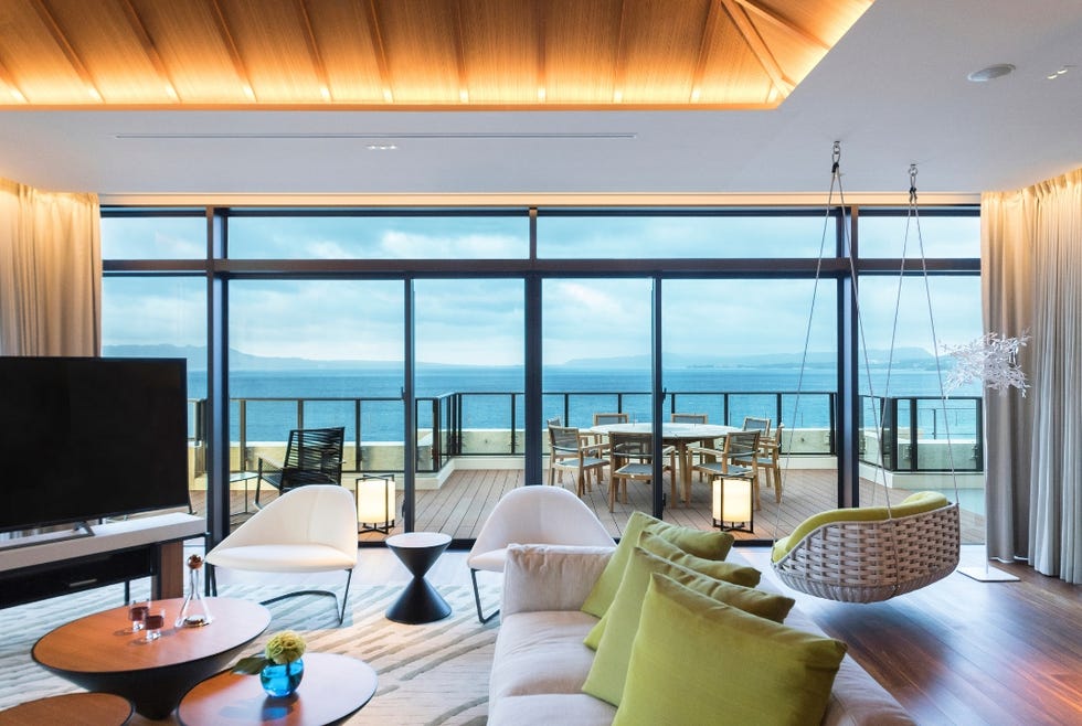 luxurious living space with a view of the ocean