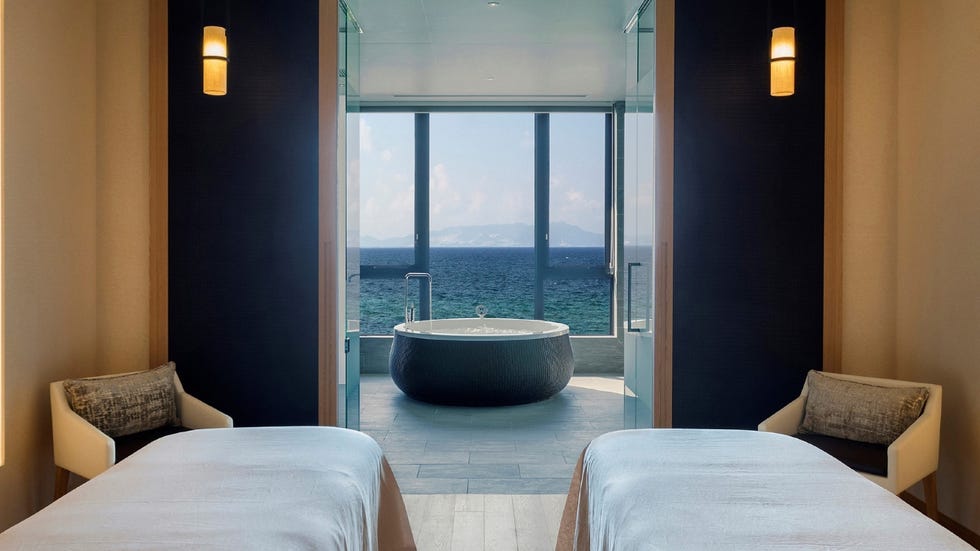 spa room with ocean view