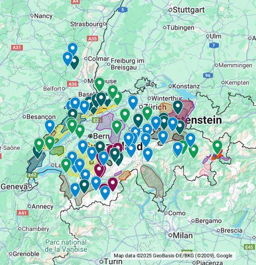 スイスのワイルドライフフォトグラフィーの地図