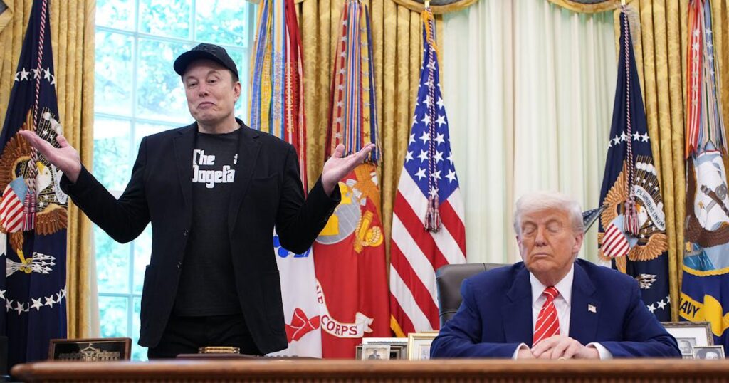 トランプは誤って彼自身のエプスタインの嘘を破壊しますムスクが頸静脈に行くとき