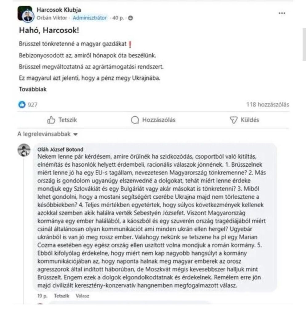 Clujのメンバーは、質問をしたため、Warrior Clubというグループから禁止されました。