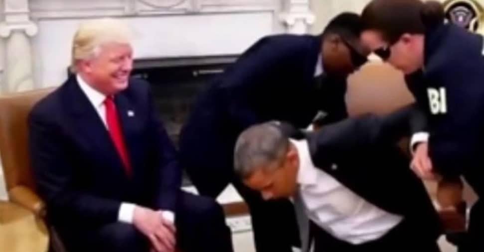 トランプはオバマの逮捕からビデオを共有しています