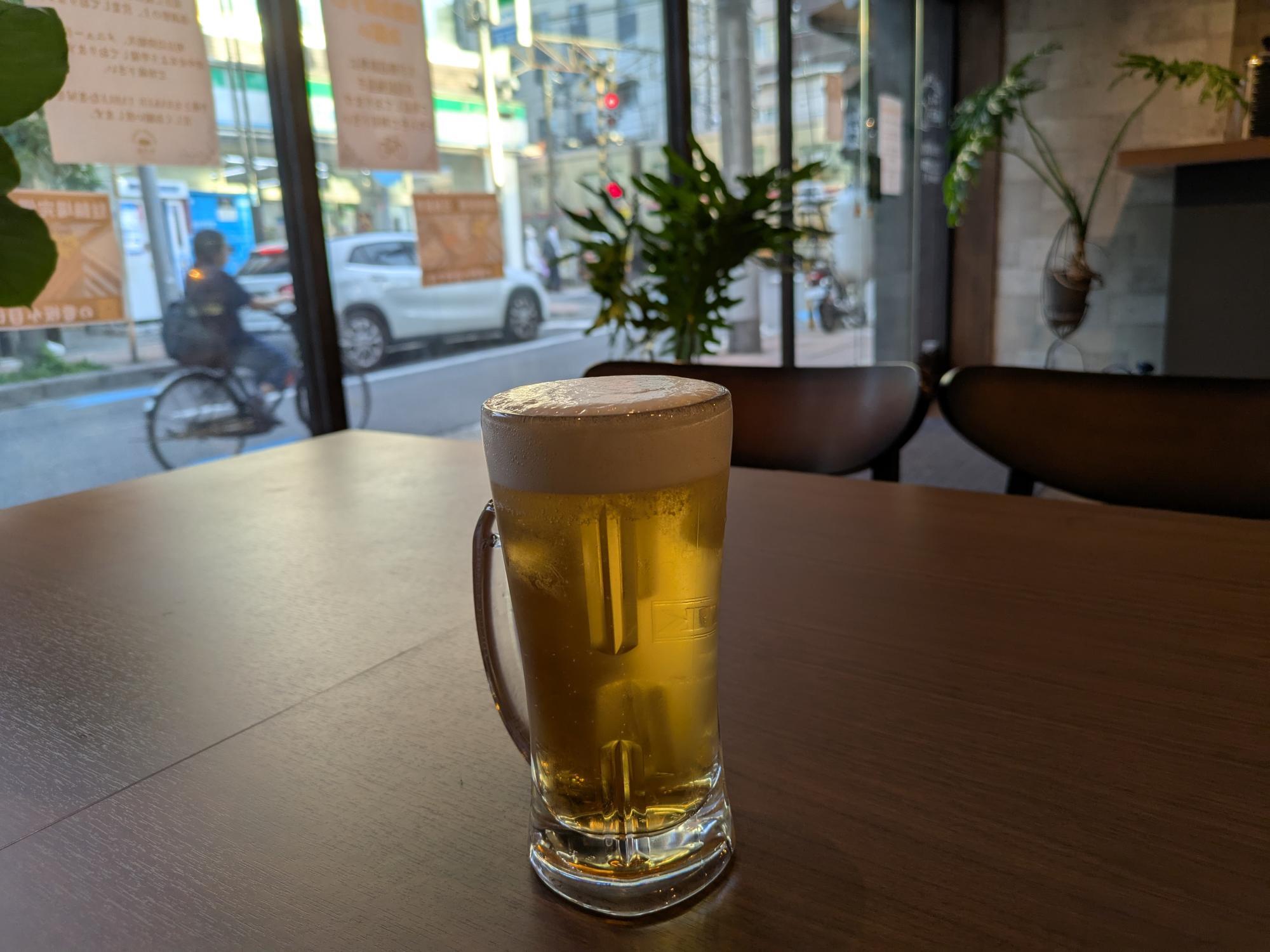 1日の疲れを「BAKERY TABLE むぎ屋」のビールで癒します。