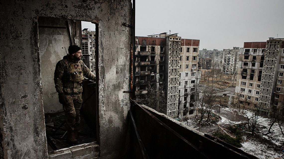 ロシアの砲撃で廃墟と化したウクライナの街