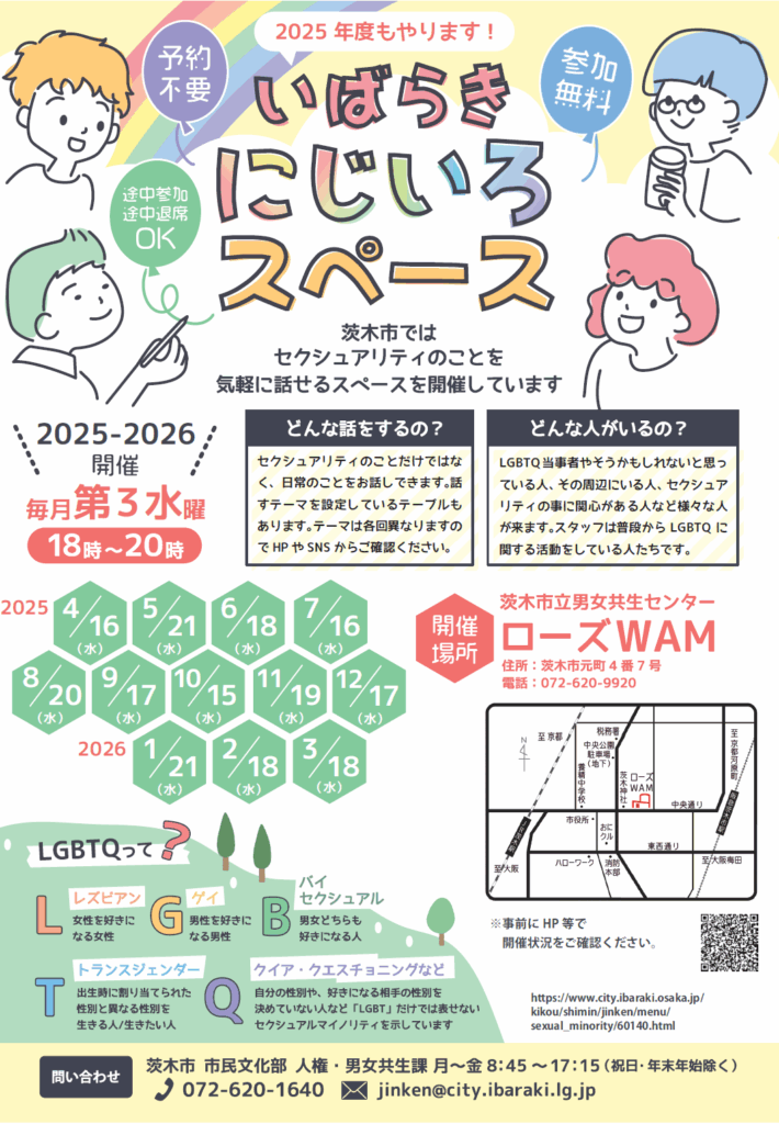 （イメージ）性的マイノリティコミュニティスペース「いばらきにじいろスペース」