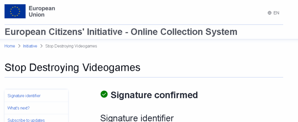 ここの誰かがビデオゲーム業界の消費者の権利を気にしている場合は、このイニシアチブに署名してください。