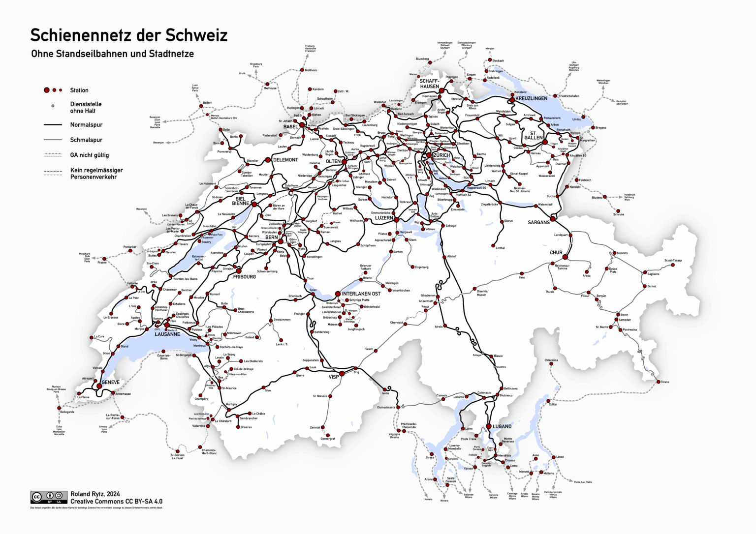 こんにちは！また、スイスの鉄道ネットワークマップも作成しました