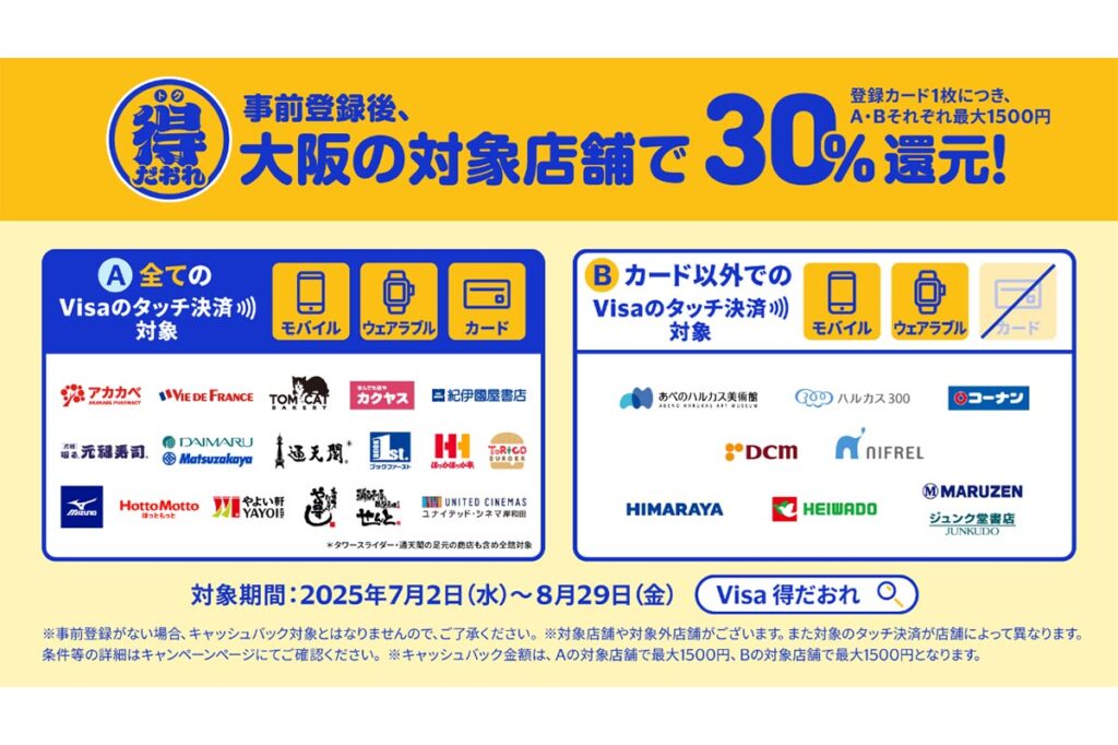 Visaのタッチ決済、大阪で30%キャッシュバック - Impress Watch