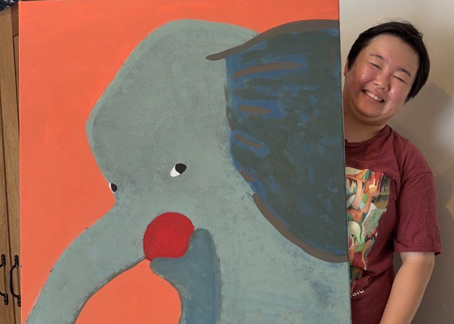 やす子が“子どものゾウ”を描いた力作を公開　リンゴを持った姿が可愛い！ | 話題の投稿 | スポーツブル (スポブル)