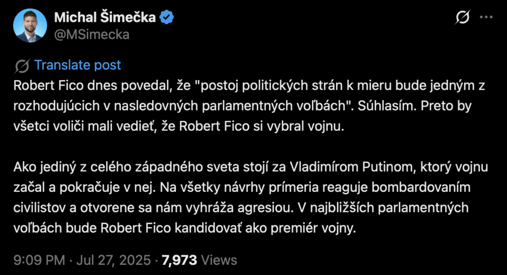 「ロバート・フィコは首相として走る。」ミカルšimečka