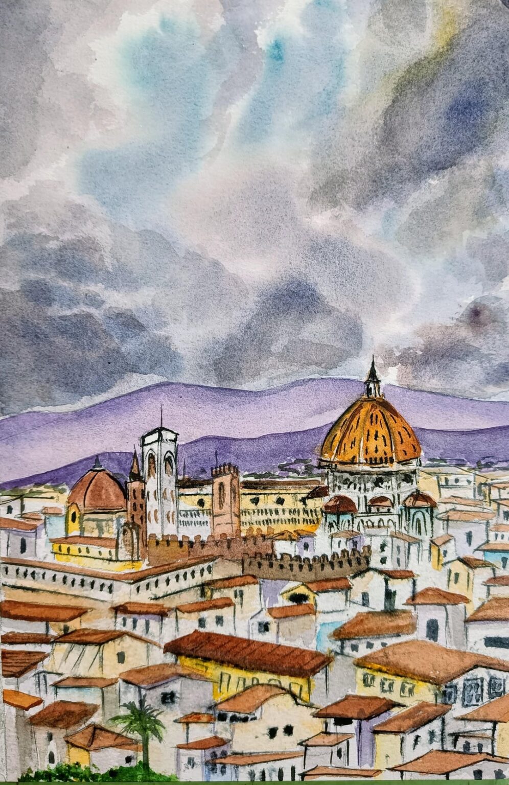 一度も行ったことがないアーティストとして、これは私がイタリアが見えると想像する方法です...紙の上のアクアレル
