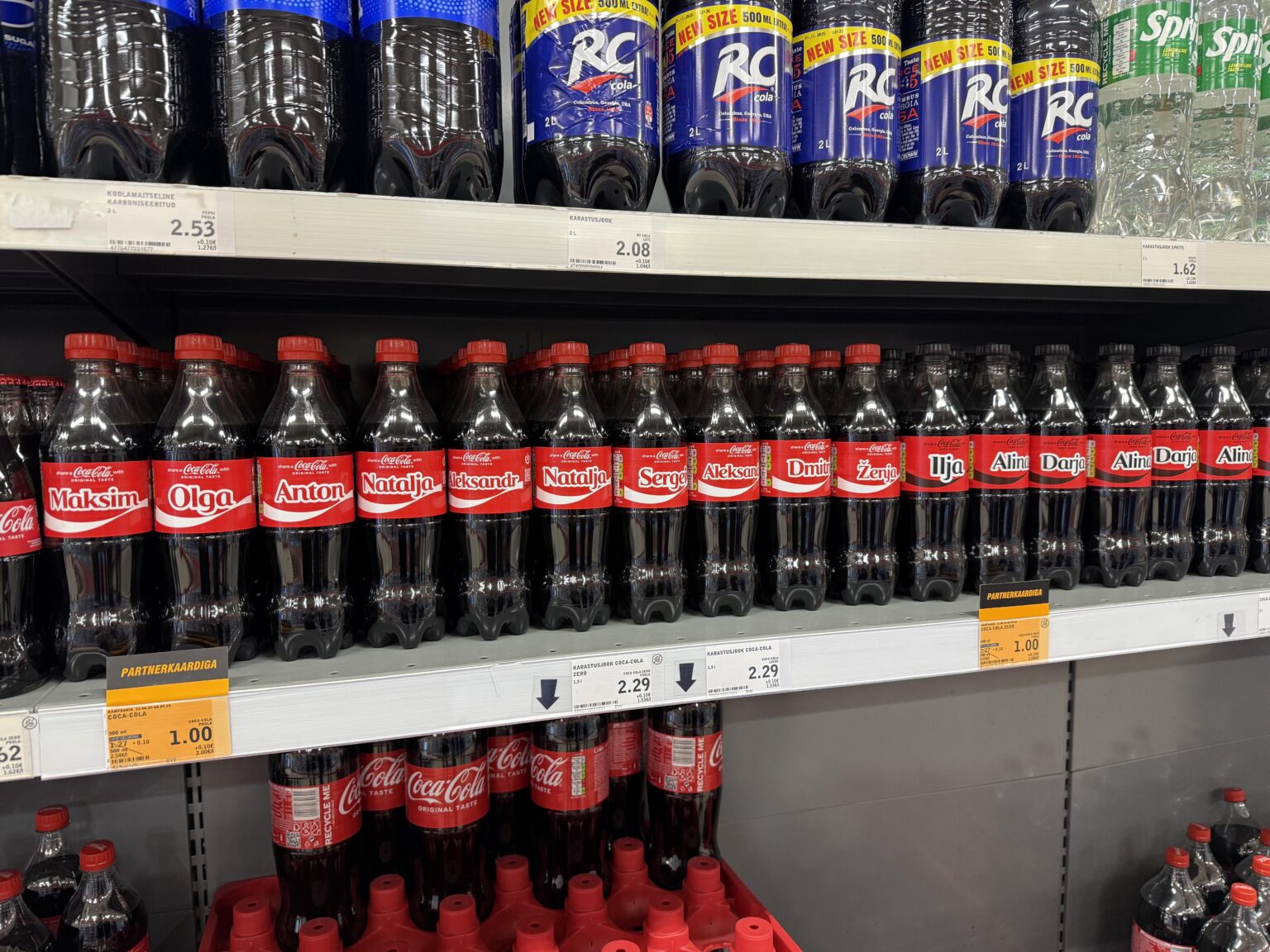 コカコーラボトルのロシアの名前のみ