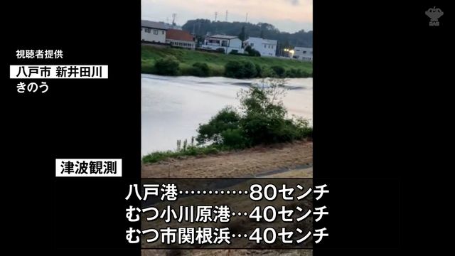 川の水が逆流する様子も…青森県内は最大80センチの津波観測 太平洋側は津波注意報が『継続中』 日本海側と陸奥湾の津波注意報は解除（青森放送） - Yahoo!ニュース - Yahoo!ニュース