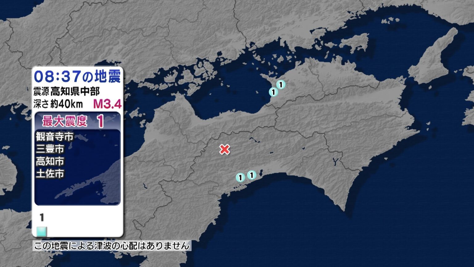 高知県・香川県で震度1を観測する地震 津波の心配なし 情報カメラが揺れの映像とらえる【高知】（テレビ高知） - Yahoo!ニュース - Yahoo!ニュース