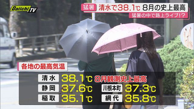 【災害級猛暑】清水で8月観測史上最高38.1℃！ほか県内4地点で今季最高…農畜産業など各所に影響（静岡）（Daiichi-TV（静岡第一テレビ）） - Yahoo!ニュース - Yahoo!ニュース